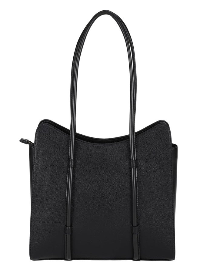 MONROW Stylish And Trendy Regularwear Black Tote Handbag For Women and Girls - Image 2